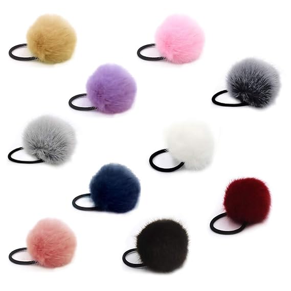 Buy Zoylink 10pcs Hair Ties Decorative Pom Poms Hair Bands