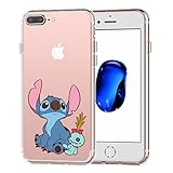 iPhone 7 PLUS CASE,iPhone 8 PLUS CASE, Stitch look up to the sky 3D Printed Soft Clear TPU Bumper Protective Cute Case