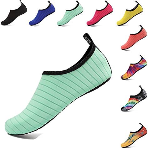 OUYAJI Water Shoes Beach Swim Barefoot Shoes Quick Dry Aqua Socks Yoga for Women's Men's Kid Summer Green-36-37