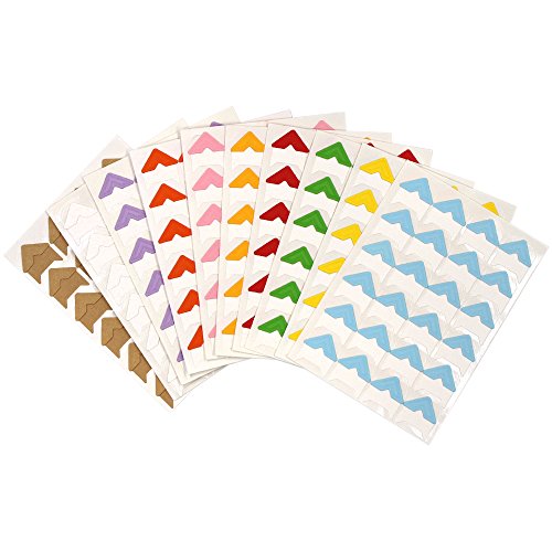 Md trade 10 Sheets Multi-Colored Photo Mounting Corners Sticker Self Adhesive Cardstock for DIY Scrapbooking, Picture Album, Personal Journal, Dairy(Total Pack of 240 Pcs)