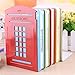 MerryNine 2pcs Book Ends, Metal Bookends for Shelves, Telephone Booth Decorative Bookends, Non Skid Heavy Bookends, Book, Magazine or CD Organizers for Home and Office (Red-2pcs)