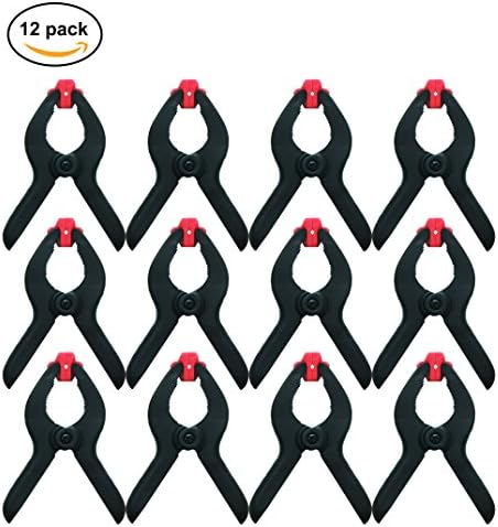 12 Pack - 3.5Inch Spring Clamps/Black Nylon Muslin/Paper Photo Backdrop Background Clamps