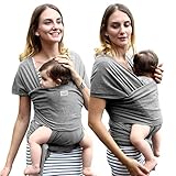 Baby Wrap Carrier - by Bellissimo Babies – for premmies to Toddlers - Baby Sling in Classic Grey.