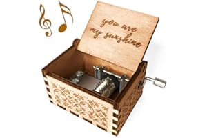 Ucuber You are My Sunshine Music Box, Wood Laser Engraved Vintage Cute Mini Size Box Best Gift for Wife, Daughter, Dad, Mom, Wedding Anniversary/Birthday/Christmas/Valentine's Day