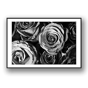 Framed Canvas Wall Art for Living Room, Bedroom Grey Rose Flowers Canvas Prints for Modern Home Decoration Ready to Hang - 16"x24" inches