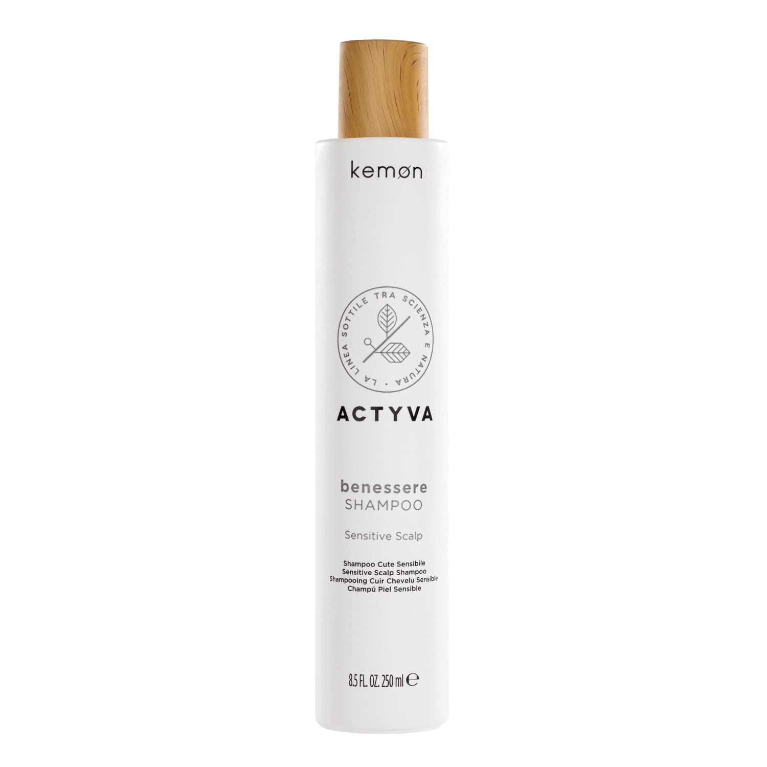 Kemon Actyva Benessere Shampoo - Moisturising Hair Wash for Scalp Care, Mild Hair Care for Sensitive Scalp, 250 ml
