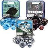 Mega Marbles 3 Pack - Electric EEL, Octopus, & Stingray Game Nets - Includes 1 Shooter Marble & 24 Player Marbles Per Net