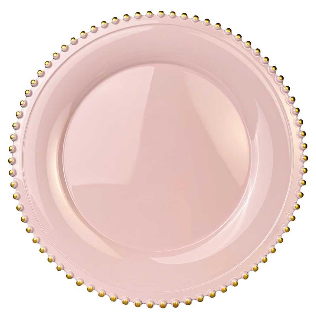 Photo 1 of UOEKCS Pink Beaded Charger Plates, 13 Inch Plastic Round Chargers for Dinner Plates, Party, Wedding, Birthday.Set of 6