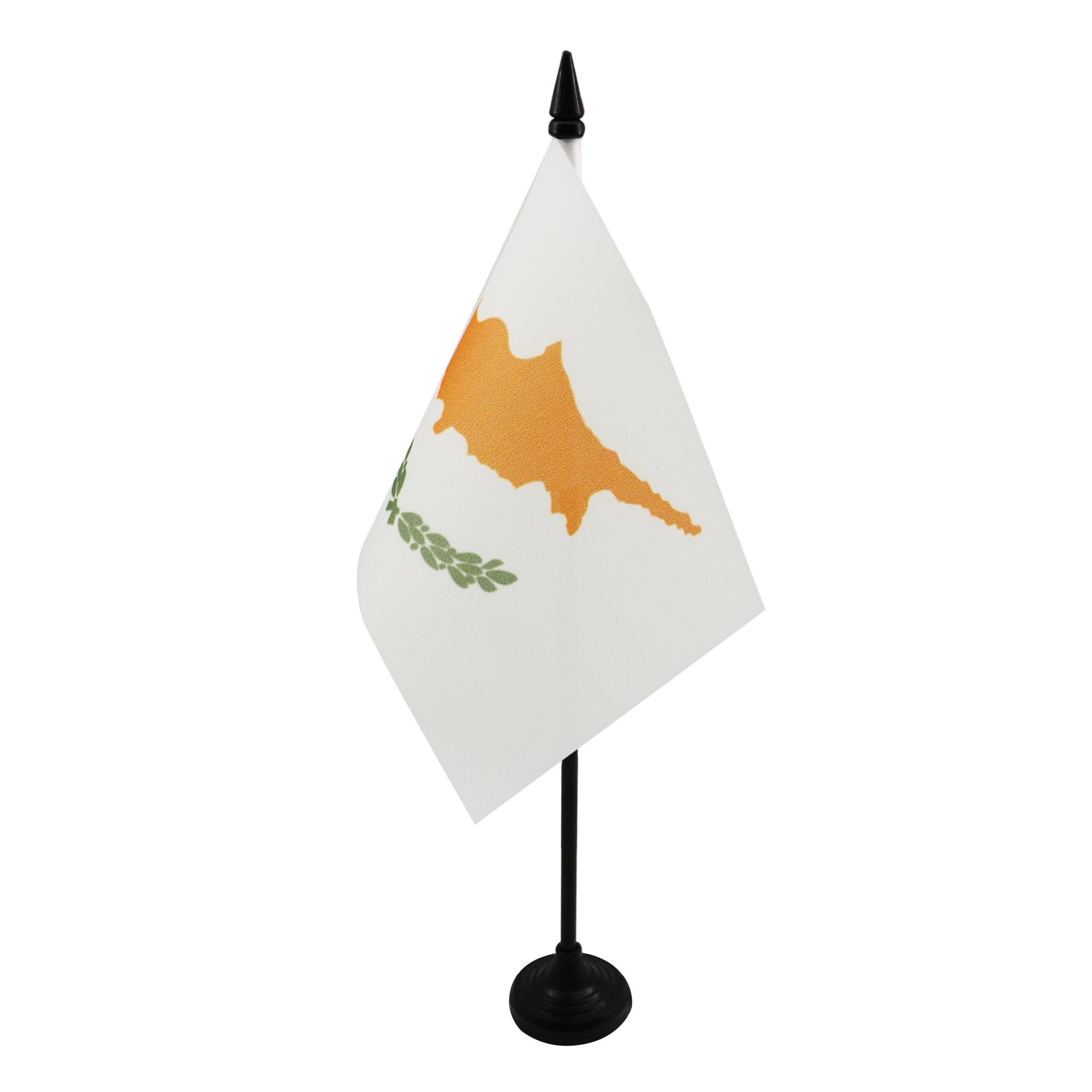 AZ FLAG - Cyprus Table Flag 4'' x 6'' - Cypriot Office Mini Banner 100% Polyester 15 x 10 cm - Mini Desk Flag with 10'' Pole and Black Plastic Base
