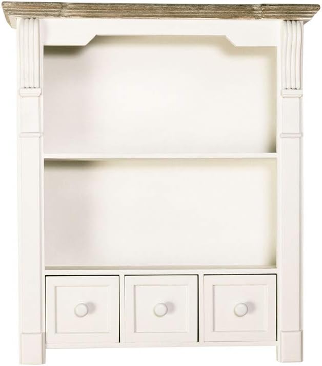 Melody Maison White Wooden Wall Shelf Unit with Drawers Amazon.co.uk