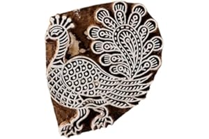 Hand-Carved Peacock Wood Block Stamp: Indian Textile Art