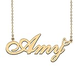 HUAN XUN 18K Gold Plated Name Necklace Amy for