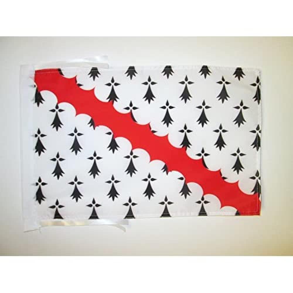 AZ FLAG - Bro Gwened Flag - 18'' x 12'' - 100% Polyester Vannetais in Brittany Small Banner with Two Cords - Fade Resistant - Vivid Colors - 18x12 in - 45x30 Cm — image 1