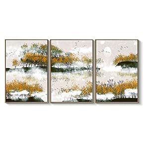 Framed Canvas Wall Art for Living Room, Bedroom Great Abstract Beautiful Landscape Canvas Prints for Home Decoration Ready to Hanging - 16"x24"x3 Panels