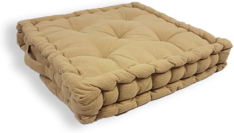 E4Emporium 100% Cotton Covered Booster Cushion - Luxury & Fashionable Supportive Armchair Booster Cushion - Good during Pregnancy, Easy Sitting Thick Seat Pads Armchair, Cotton Filling (Beige,1)