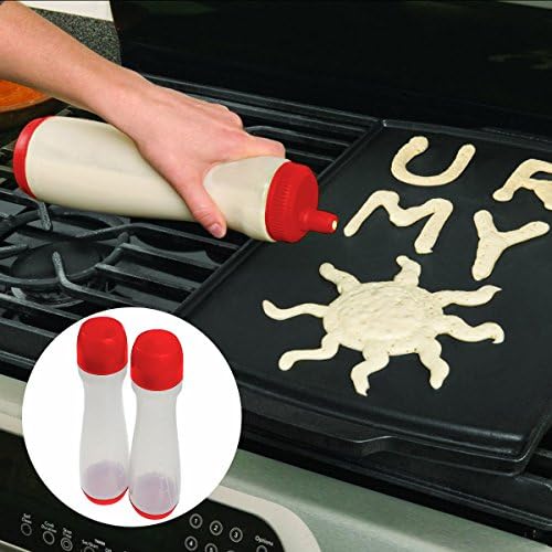 2 Pancake Pens Batter Dispenser 3-Cup Removable Top &amp; Base Heat Resistant Tip