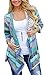 ZIKKER Women's Aztec Print Drape Open Front 3/4 Sleeve Striped Cable Knit Cardigan Sweaters Green&Blue X-Large