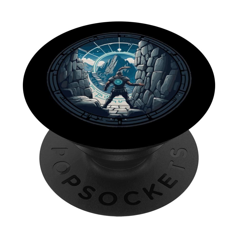 a Samurai-warrior stepping thru a star-gate to another realm PopSockets Swappable PopGrip