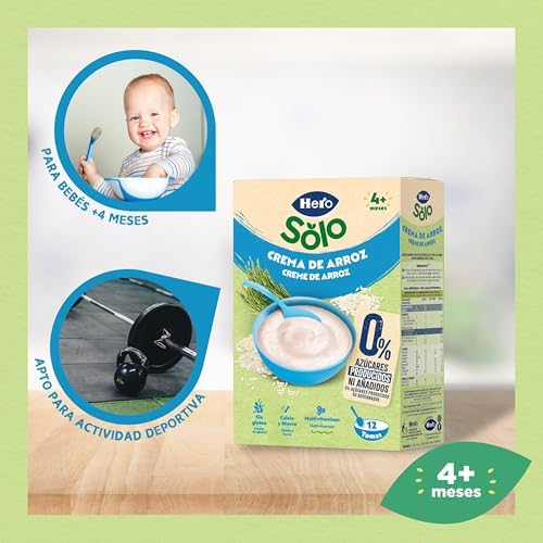 Hero Solo Papilla Crema de Arroz para Bebés Desde 4 Meses, 6 x 220 g