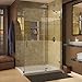 DreamLine Quatra Lux 34 1/4 inch D x 46 3/8 inch W x 72 inch H Frameless Hinged Shower Enclosure in Brushed Nickel
