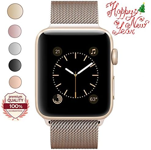 Apple Watch Band, LWCUS Milanese Loop iWatch Bands with Magnetic Closure for Apple watch Series 3,2,1, Hermes, Edition, Sport, Multiple Colors Apple Watch Accessories (38mm Gold)