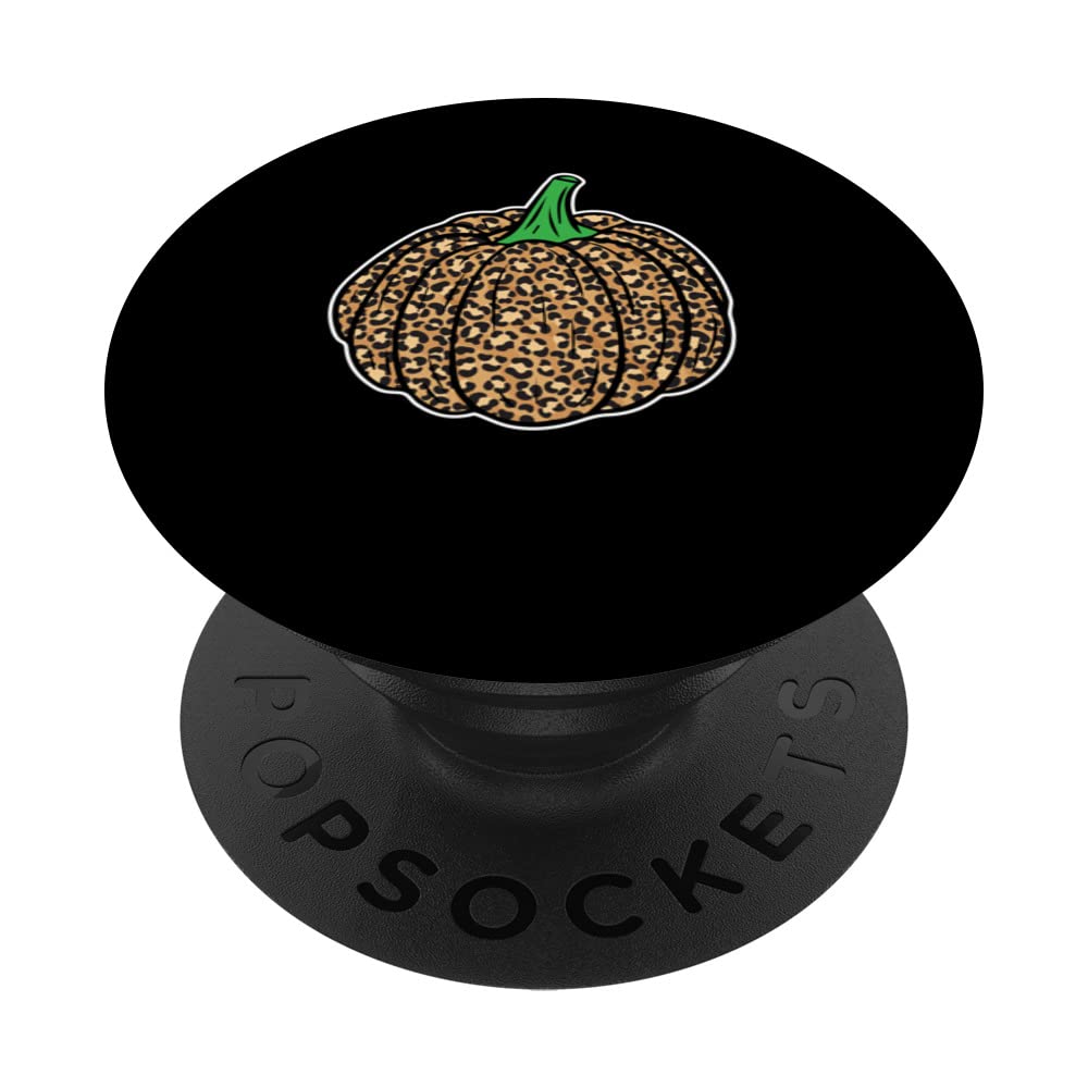 Leopard Print Pumpkin Lazy Halloween Costume Thanksgiving PopSockets Swappable PopGrip