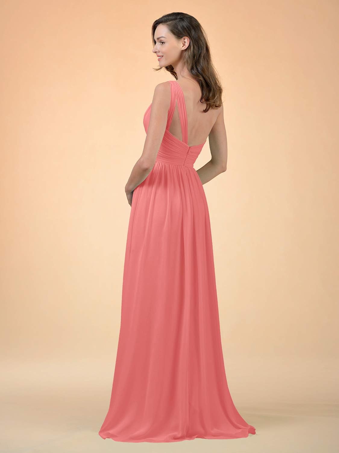 Alicepub One Shoulder Bridesmaid Dress Chiffon Long Maxi Formal Dresses for Women Party