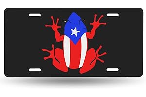 FEIONAGY Puerto Rico Coqui Frog Taino License Plate,Decorative Car Front License Plate,Vanity Tag,Metal Car Plate,Aluminum Novelty Car License Plate for Women Men,6 X 12 Inch (4 Holes)