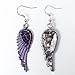 EVER FAITH Angel Wing Hook Earrings Austrian Crystal Amethyst Color Purple Silver-Tone