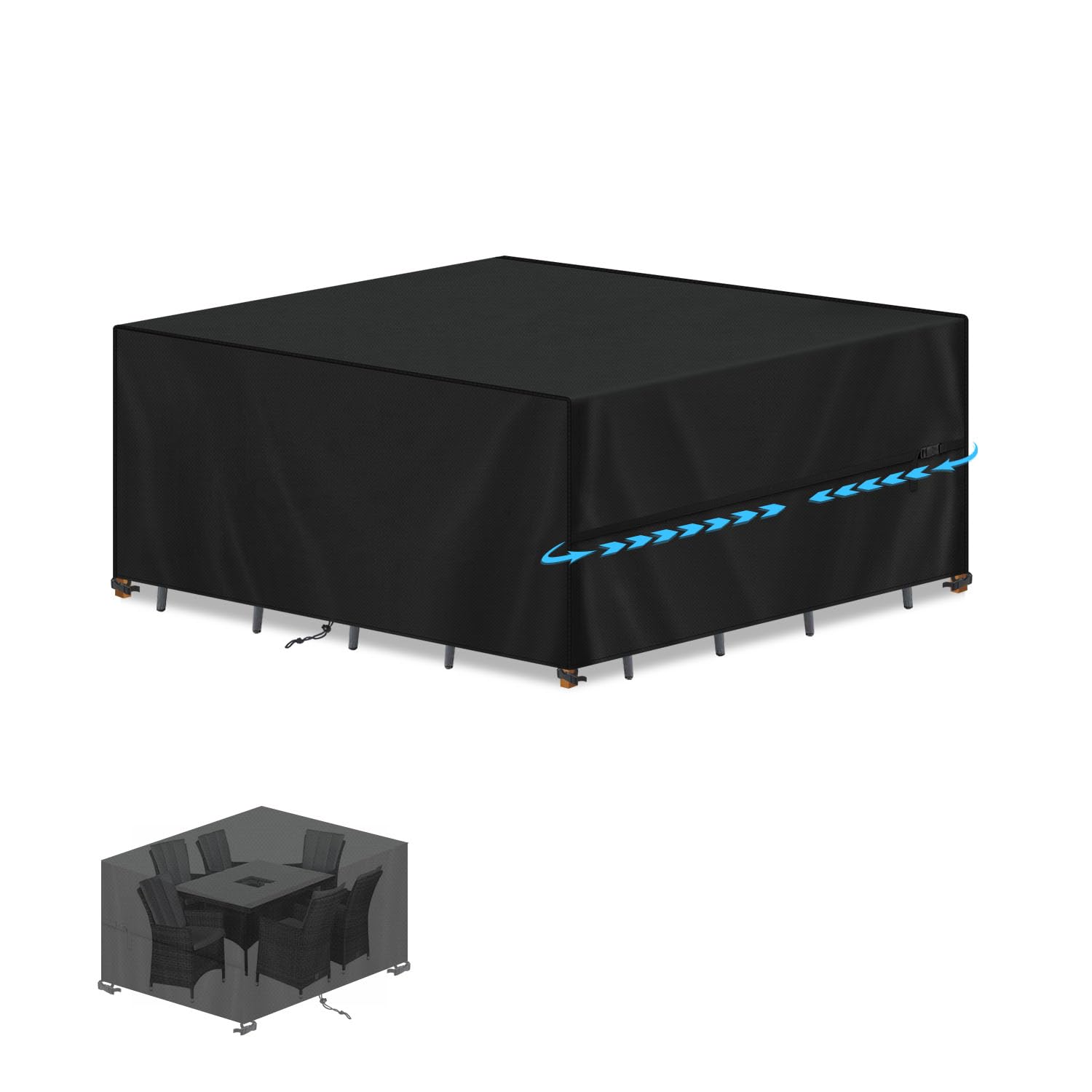 SIMPHAUS Outdoor Furniture Covers Waterproof,Patio Set Covers for Garden Table and Chairs Set,Outdoor Dining Table Covers with Drawstring,Windproof,Anti UV,420D Oxford Fabric 140x110x85cm