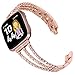 Surace Compatible with Fitbit Versa Bands Women Bracelet Metal Strap Wristband with Diamond Replacement for Fitbit Versa Band Compatible for Fitbit Versa 2 Bands Versa Lite Band Smart Watch, Rose Gold
