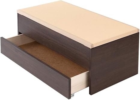 Amazon こうひん 日本製 和風 畳椅子 畳ベンチ プルーナ 引出付き 約 幅100cm 奥行50cm 高さ38cm ホテルや旅館で使える和モダンな畳椅子 収納スペース 引出付き 簡単組立 １年保証付 畳 国産和紙製 白茶色 スツール オンライン通販
