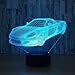 YeeSeeJee Car Night Light 3D Night Light with Remote Timer Adjustable 7 Colors Help Kids Fell Safe at Night Gift for Boys Toy Gift Idea for Kids, Clear