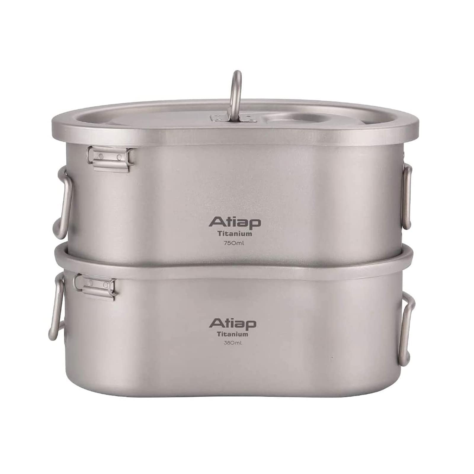 ATiAP Titanium Canteen Mess Kit Lunch with Foldable Handle Hanging Ring Portable for Outdoor Camping Hiking