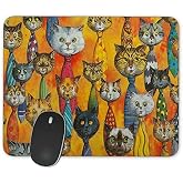 Non-Slip Rubber Funny Watercolor Cartoon Tie Cat Mouse pad | Non-Slip Rubber Mouse Pad ,Funny Watercolor Cartoon Tie Cat Mouse pad (9.5 inch x 7.9 inch)