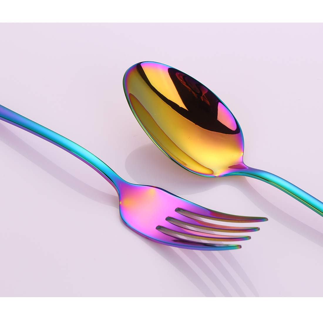 PHILIPALA besteck Edelstahl 4-teiling Utensilienset Geschirr Tafelmesser Esslöffel Gabel Dessertlöffel，Besteck set für die reisende Camping-Regenbogen