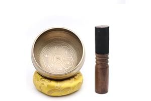 Tibetan Singing Bowl Set (3.7 inch), Tibetan Bowl Set with Meditation Singing Bowl, Tingsha Cymbals for Healing, Yoga, Medita