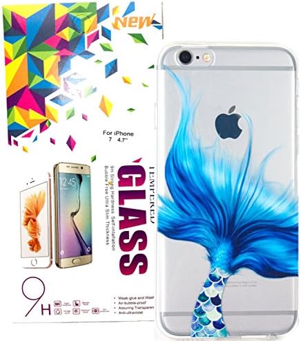 IPhone 7 Case w/ Tempered Glass Screen Protector, YogaCase InTrends Cover (Mermaid Tale)
