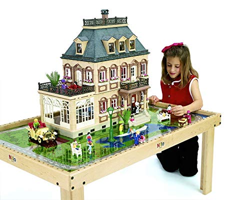 NILO N51 Kid's Table Compatible with Legos, Duplo, Trains, Games, Building, Lincoln Logs Safe Fun for Children Educational Toy Board Durable (Accessory Holes, 49x33x19)