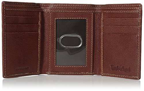 Timberland Men's Genuine Leather RFID Blocking Trifold Security Wallet, Brown, One Size