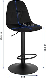 Lestarain LBAI64003-1 Kitchen Barstool Velvet Backrest 360° Swivel 60-81cm view 3