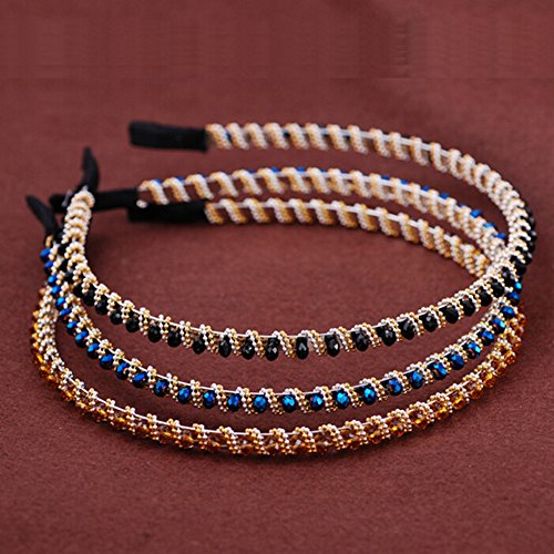 Casualfashion 4Pcs Bling Rhinestone Hair Hoop Band Crystal Beaded Headband for Women