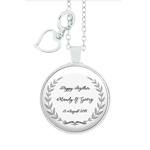 Kette weiß, Halskette für Pärchen, Hals-Kette mit Namen, Schmuck Gravur, Namenskette, Anhänger mit Gravur, Kette Gravur, Name