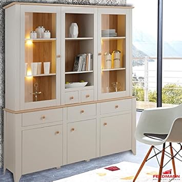 Buffetschrank Geschirrschrank 389279 nebelgrau / eiche carmaque: Amazon