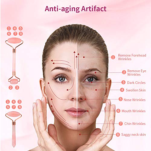 PaiTree 4Pack Jade Roller Face Roller and Gua Sha Set for Neck, Body