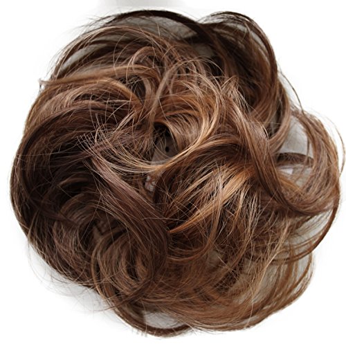 PRETTYSHOP Scrunchie Bun Up Do Hair piece Hair Ribbon Ponytail Extensions Wavy Curly or Messy Various Colors (brown mix 30H26)
