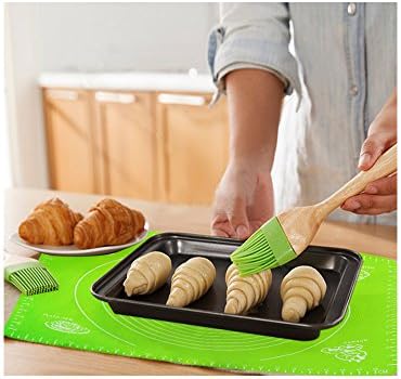 Xixihaha Silicone Baking Mat Pastry Rolling with Measurements 15.7''X19.7'' Reusable Non-Stick Silicone Baking Mat Set of 2（Blue&amp;Green