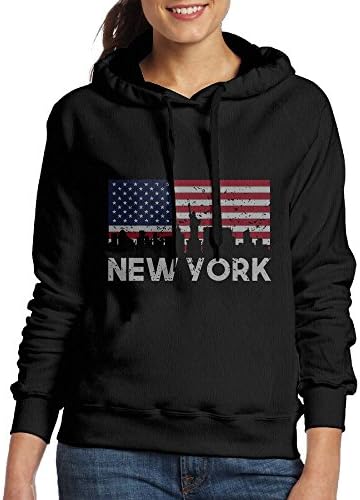 New York City American Flag Skyline100% Cotton Woman Hoodie Graphic Sweatshirts