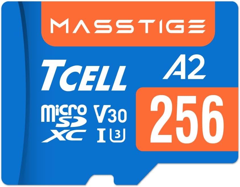 Tcell 256GB microSDXC Card Adapter A2 U3 V30 4K 170MB/s for DJI Gopro Osmo