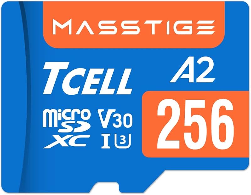 Tcell 256GB microSDXC Card Adapter A2 U3 V30 4K 170MB/s for DJI Gopro Osmo